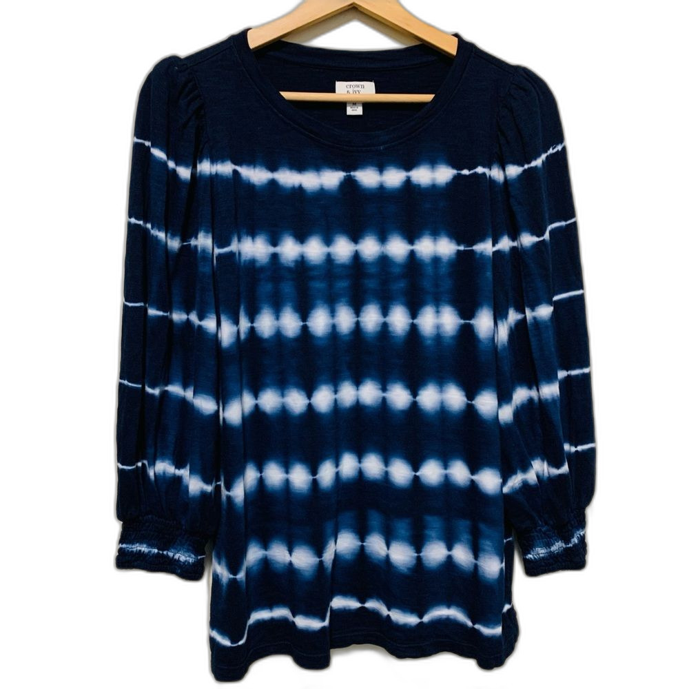 Crown and Ivy Women's Cotton Modal Soft Navy Tie-Dye Top size medium